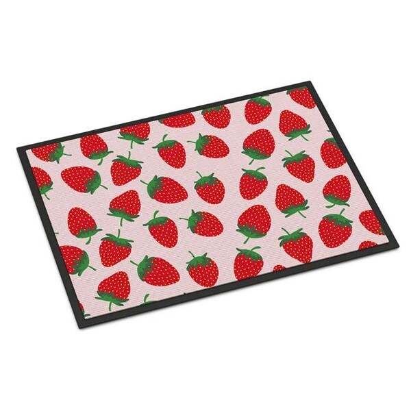 Carolines Treasures BB5146MAT Strawberries on Pink Indoor or Outdoor Mat; 18 x 27 in. BB5146MAT - main